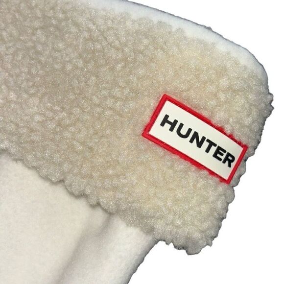 Hunter sheepy fleece cuff boot socks natural white kids XL - Picture 5 of 8